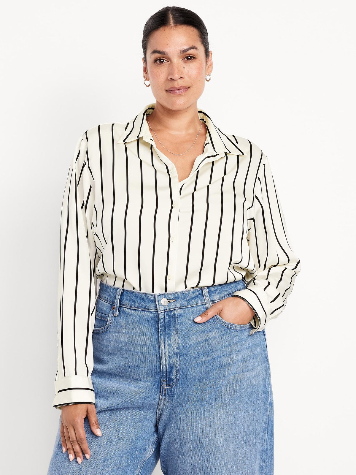 Satin Button-Down Shirt