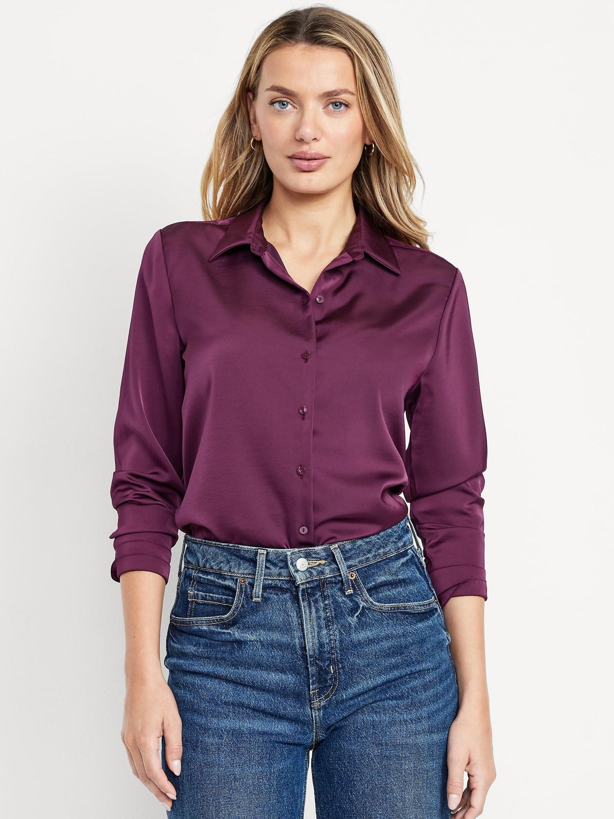 Satin Button-Down Shirt
