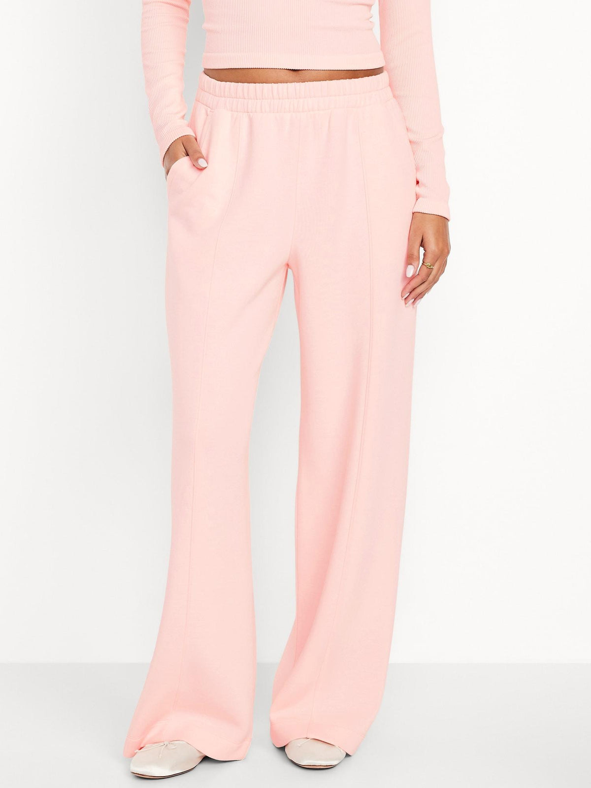 High-Waisted Bounce Fleece Wide-Leg Sweatpants