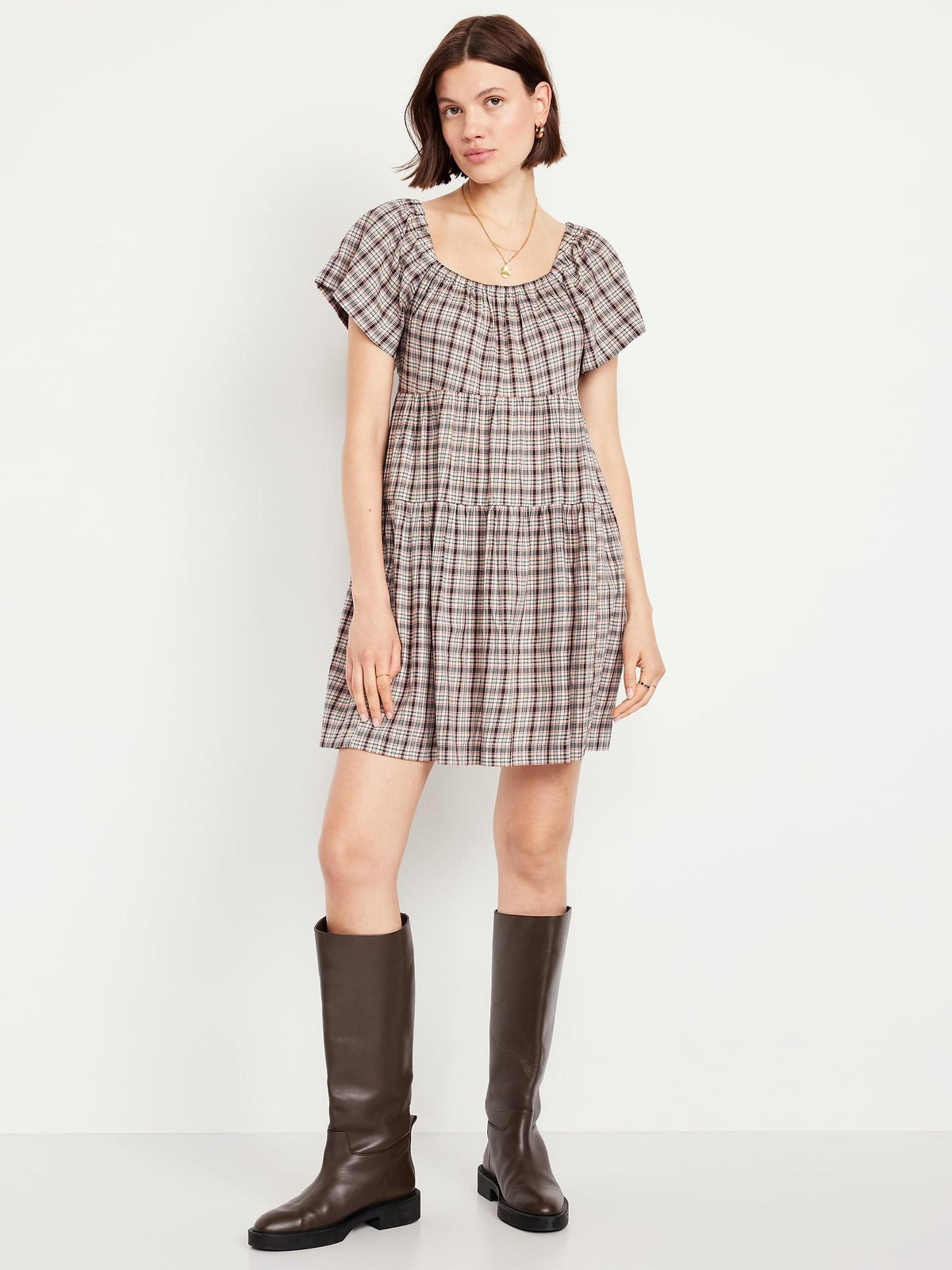 Tiered Mini Swing Dress