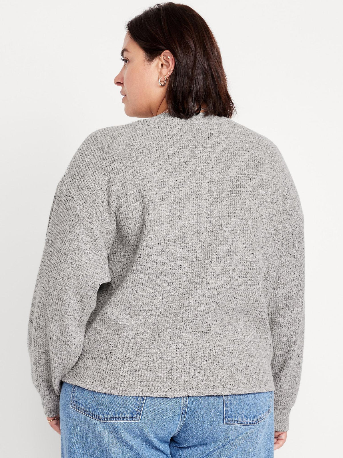 Oversized Cozy Waffle Henley Top