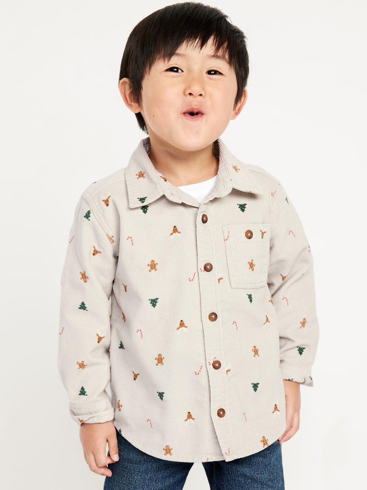 Long-Sleeve Corduroy Pocket Shirt for Toddler Boys