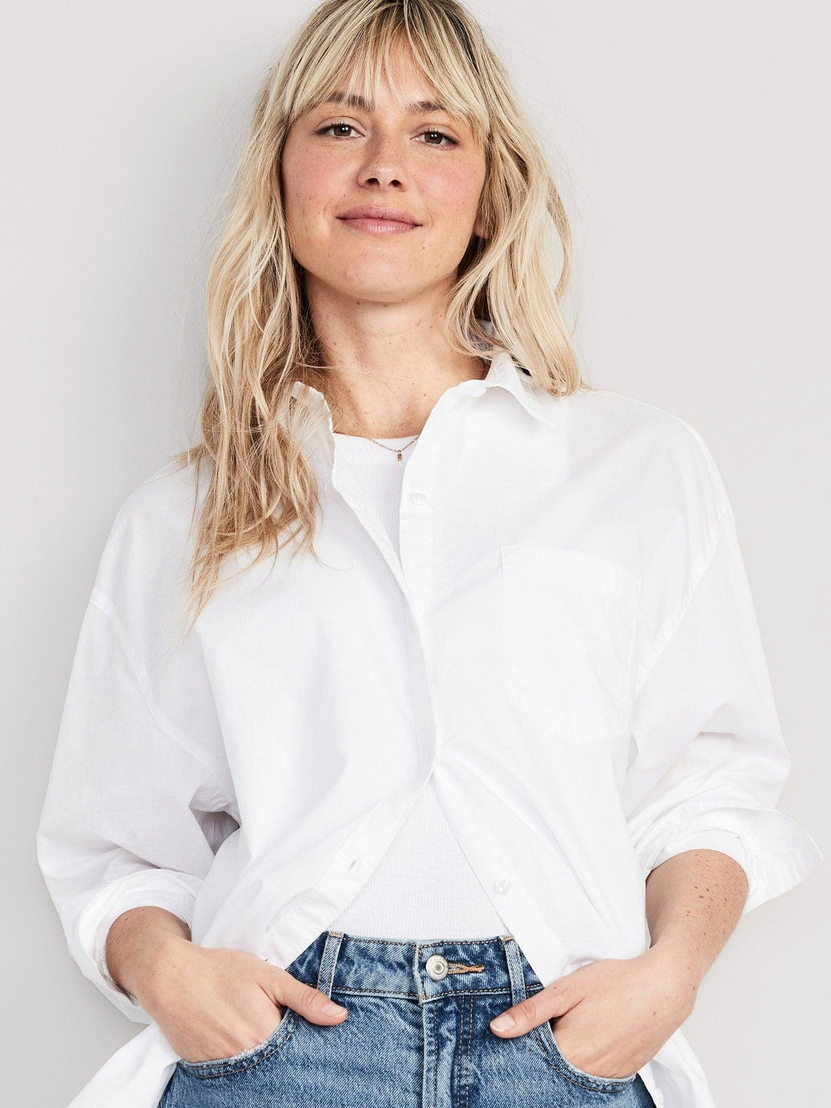 Oversized Button-Down Boyfriend Shirt for Women
