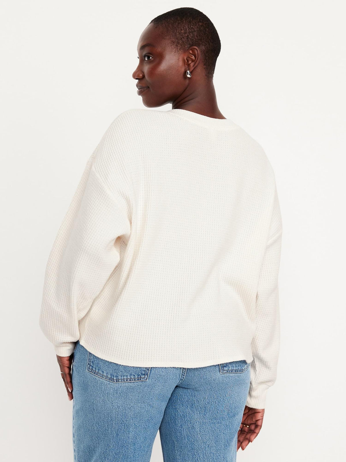 Oversized Cozy Waffle Henley Top
