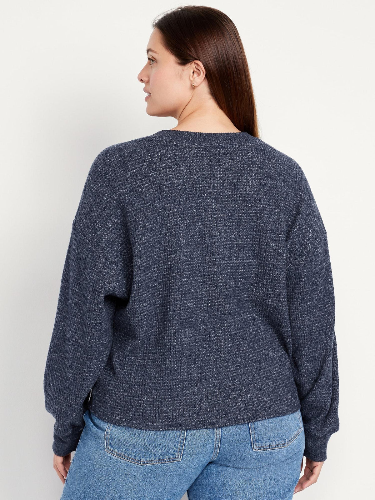 Oversized Cozy Waffle Henley Top