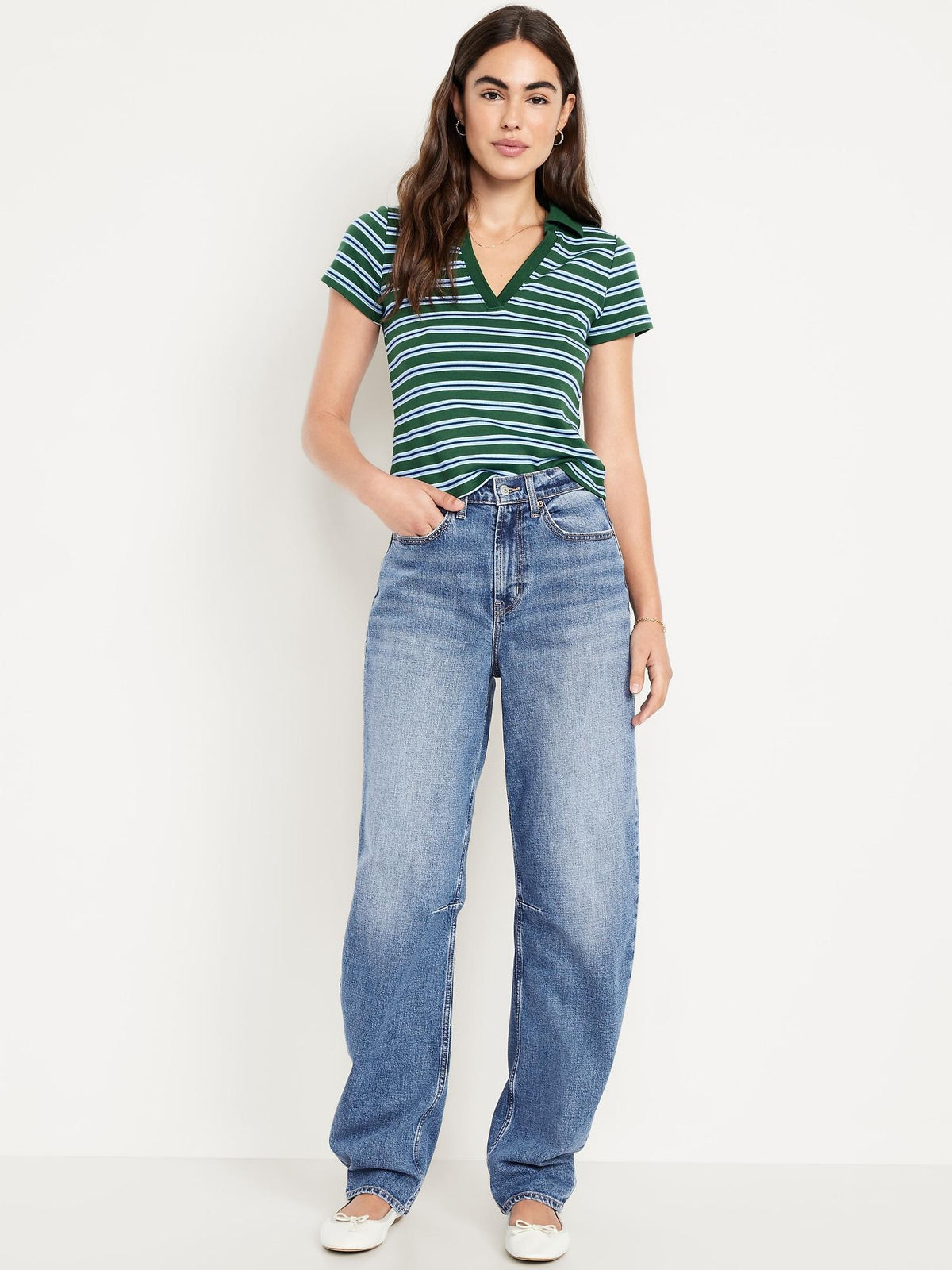 High-Waisted Baggy Barrel Jeans