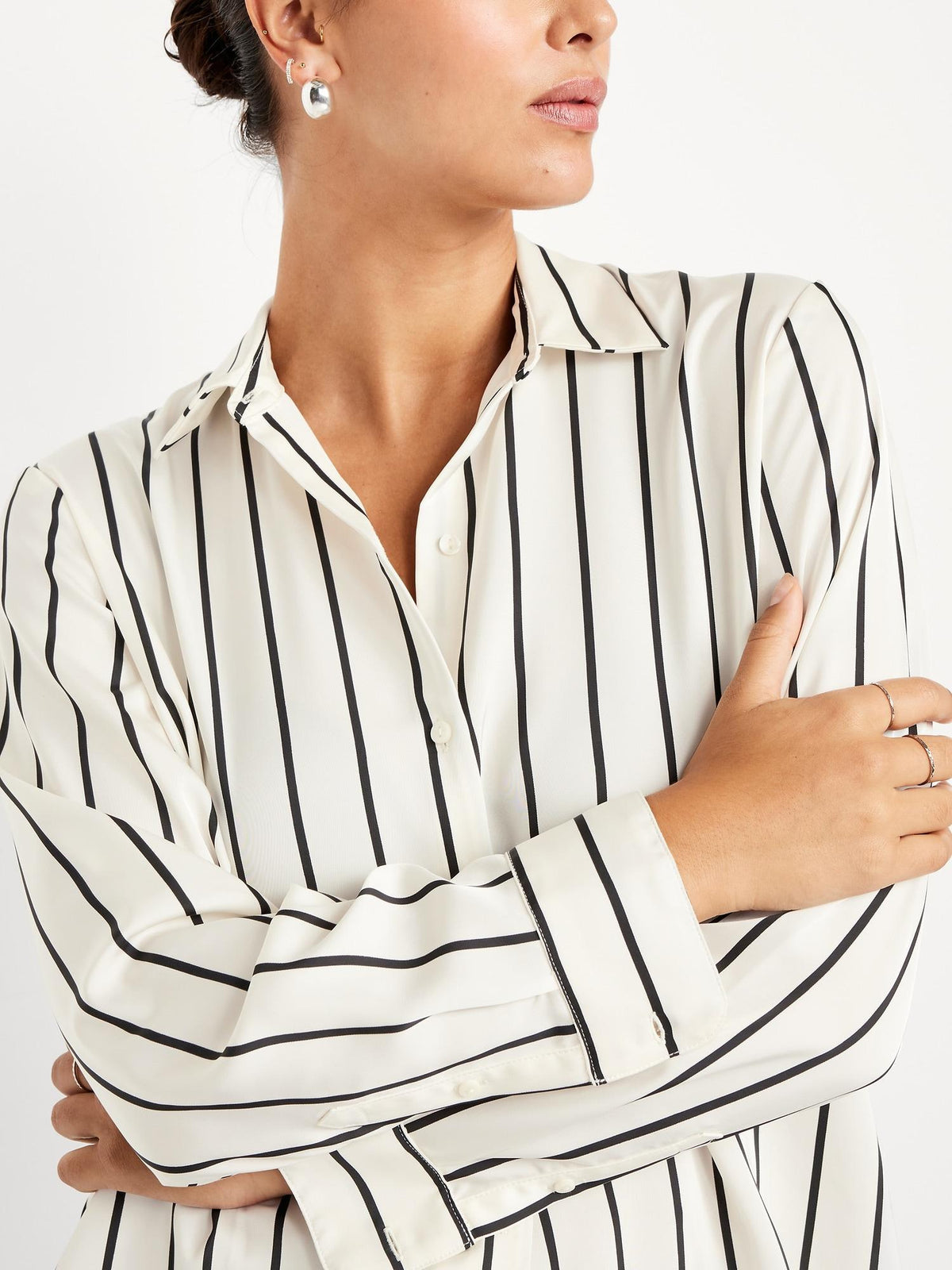 Satin Button-Down Shirt