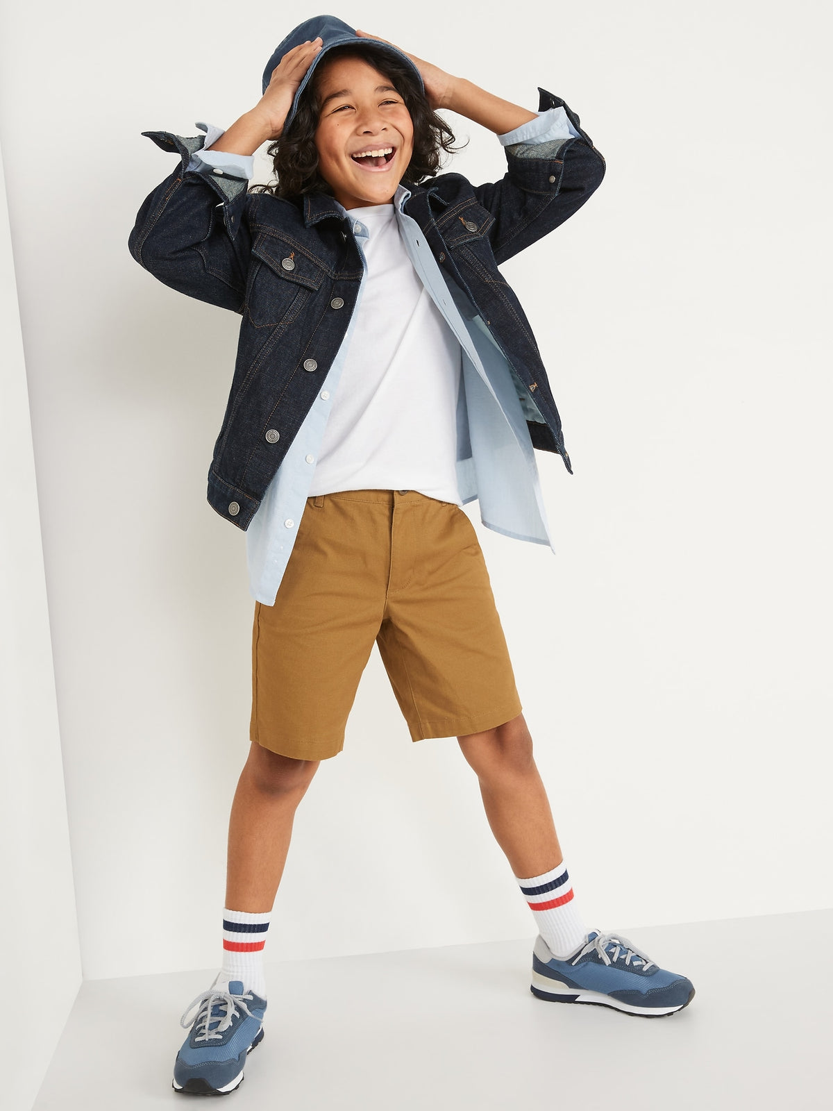 Built-In Flex Straight Twill Jogger Shorts for Boys (At Knee)