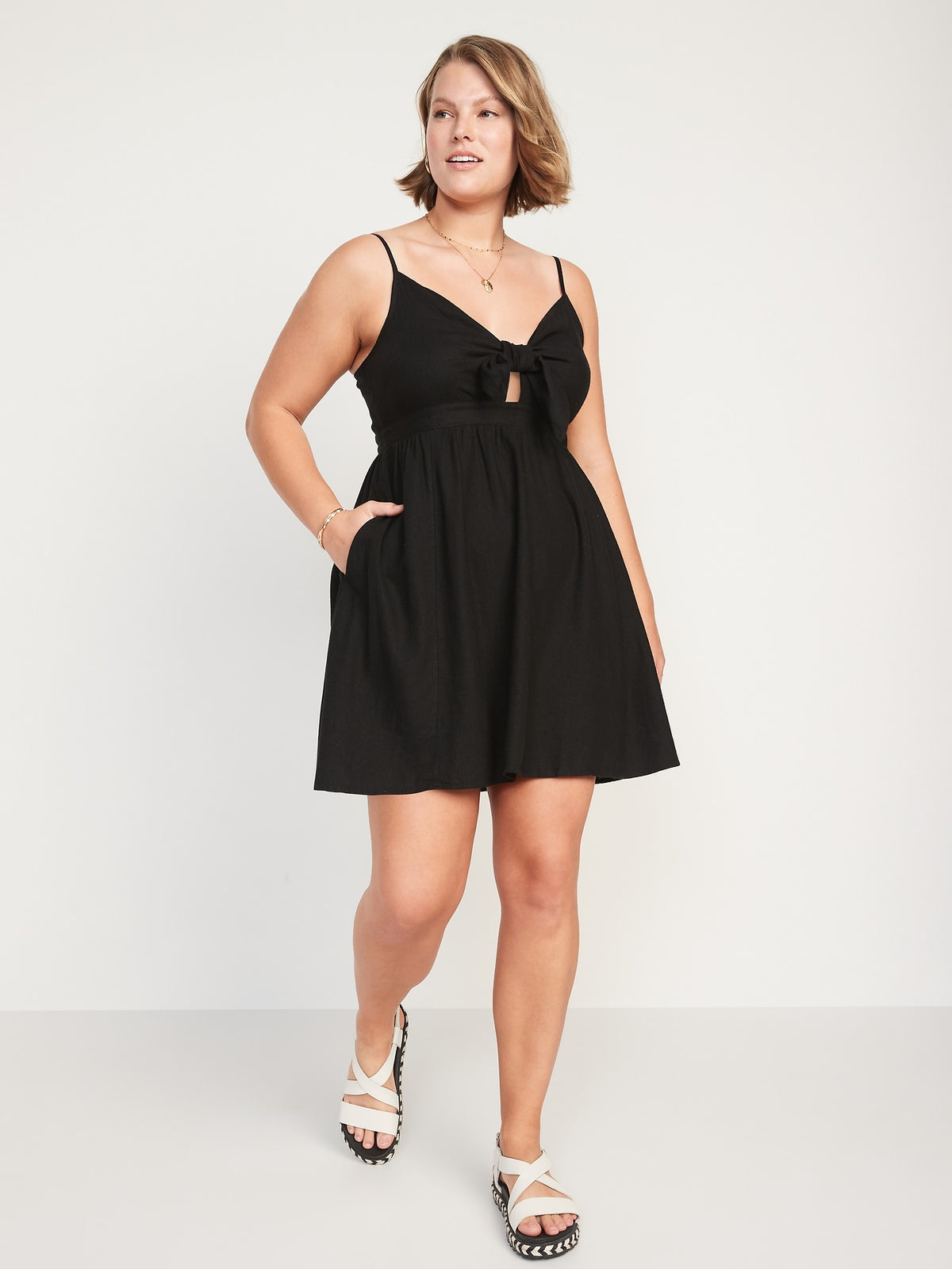 Fit & Flare Tie-Front Smocked Linen-Blend Mini Cami Dress for Women - Old Navy Philippines Fit & Flare Tie-Front Smocked Linen-Blend Mini Cami Dress for Women - Old Navy Philippines