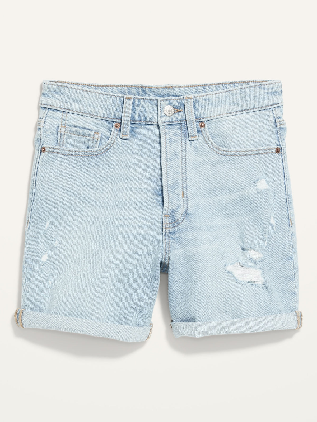 High-Waisted Button-Fly O.G. Straight Ripped Jean Shorts -- 5-inch ins -  Old Navy Philippines