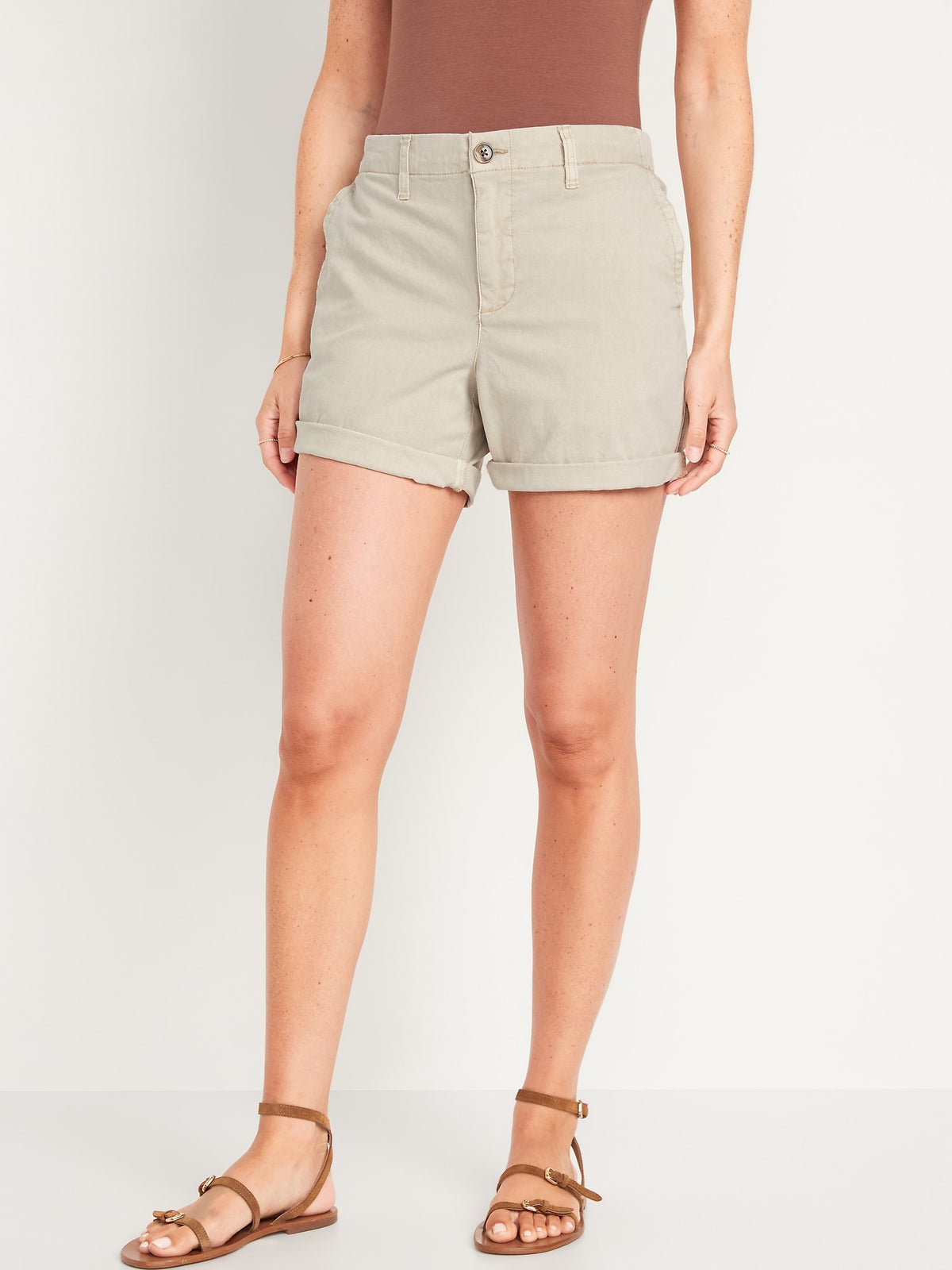 Inch Inseam Black Khaki Shorts Womens High-Waisted OGC Chino Shorts For Women -- 5-inch Inseam Old
