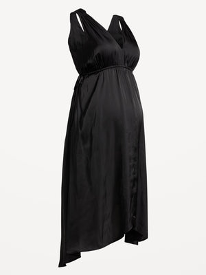 Waist-Defined V-Neck Shirred Midi Dress
