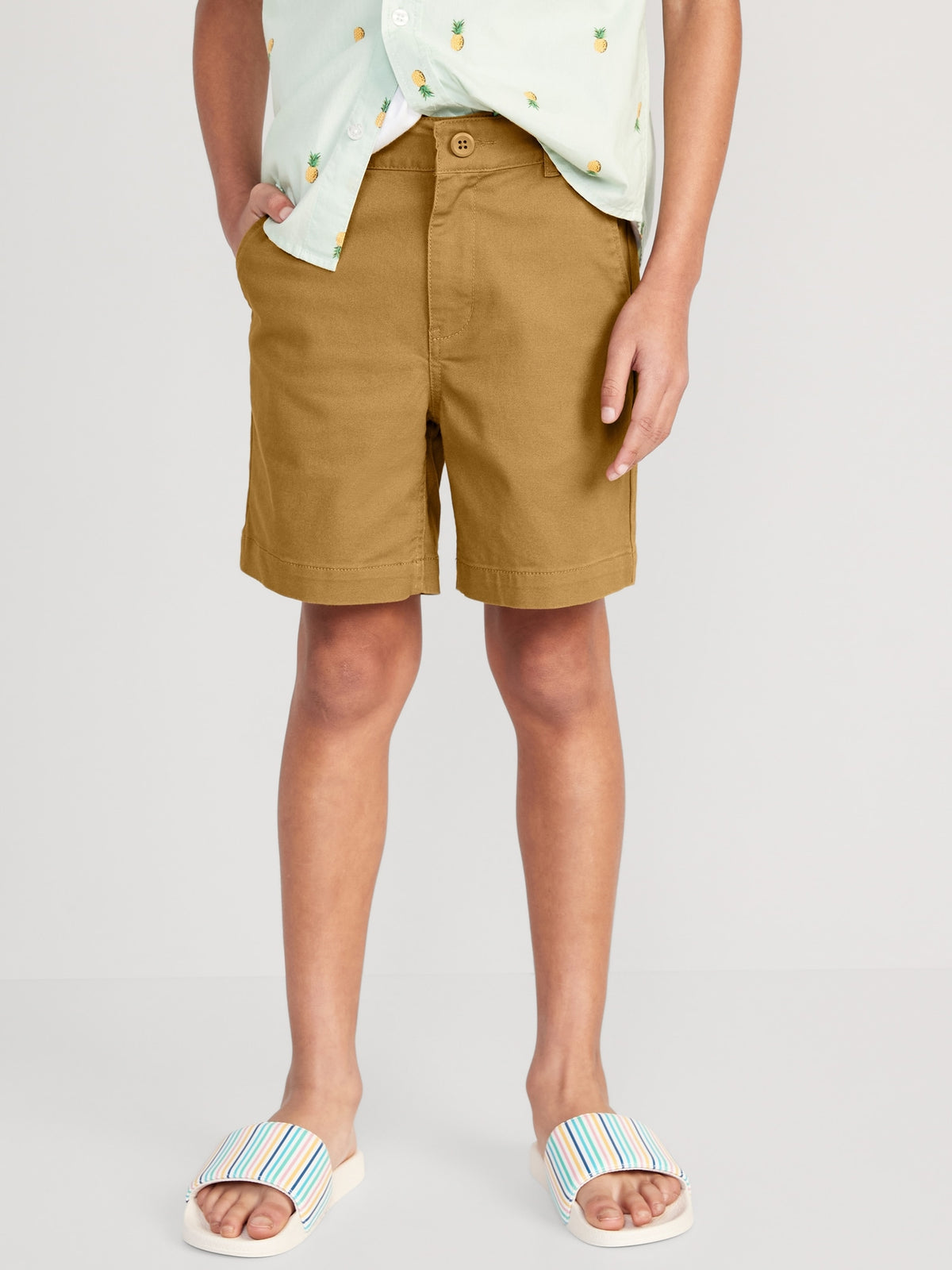 Built-In Flex Straight Twill Shorts for Boys (Above Knee) - Old