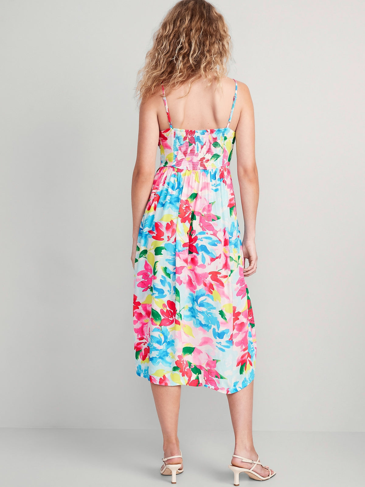 fit & flare cami midi dress Fit and Flare Seamed Cami Dress in Black