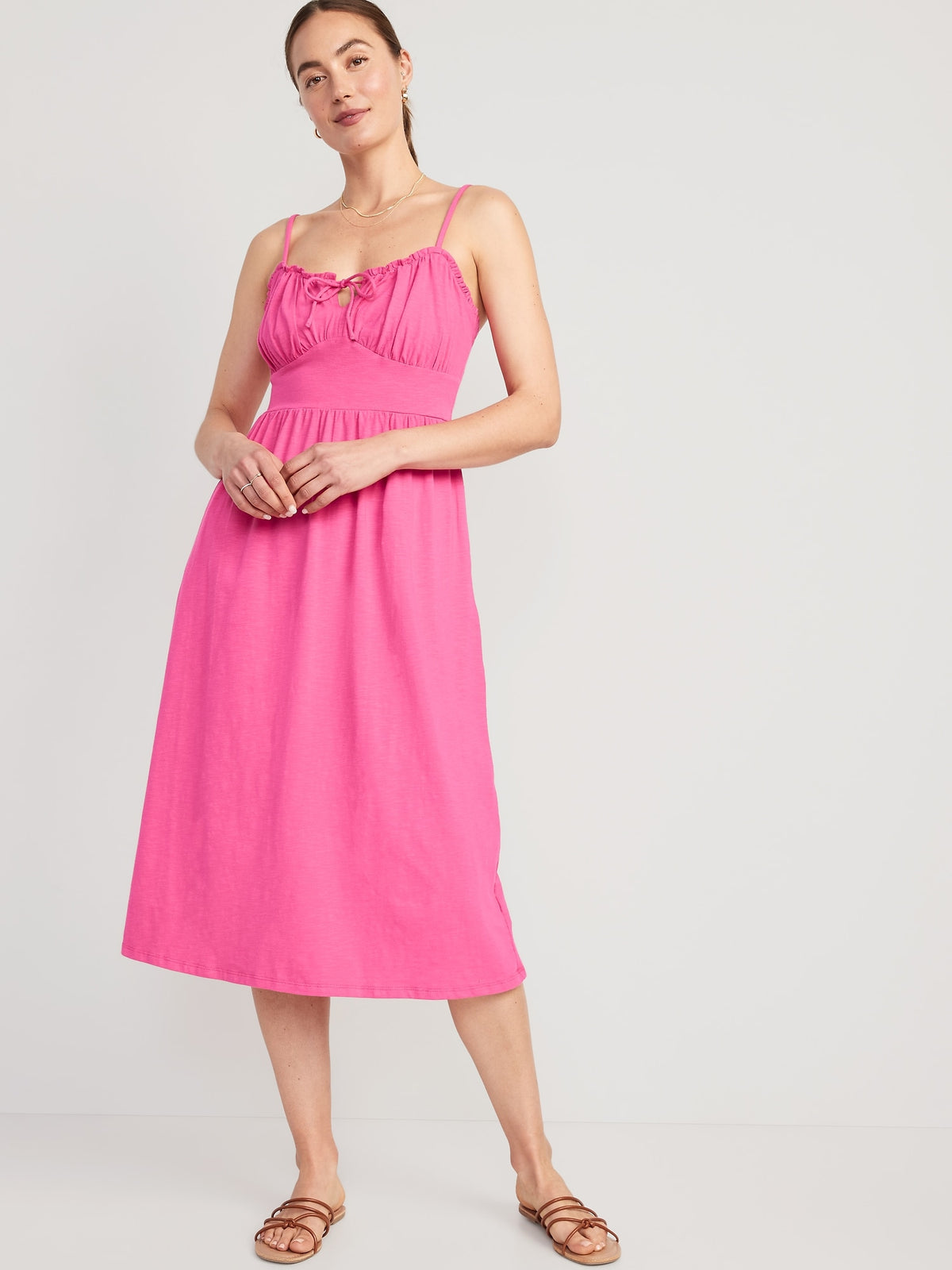 fit & flare cami midi dress Fit and Flare Seamed Cami Dress in Black