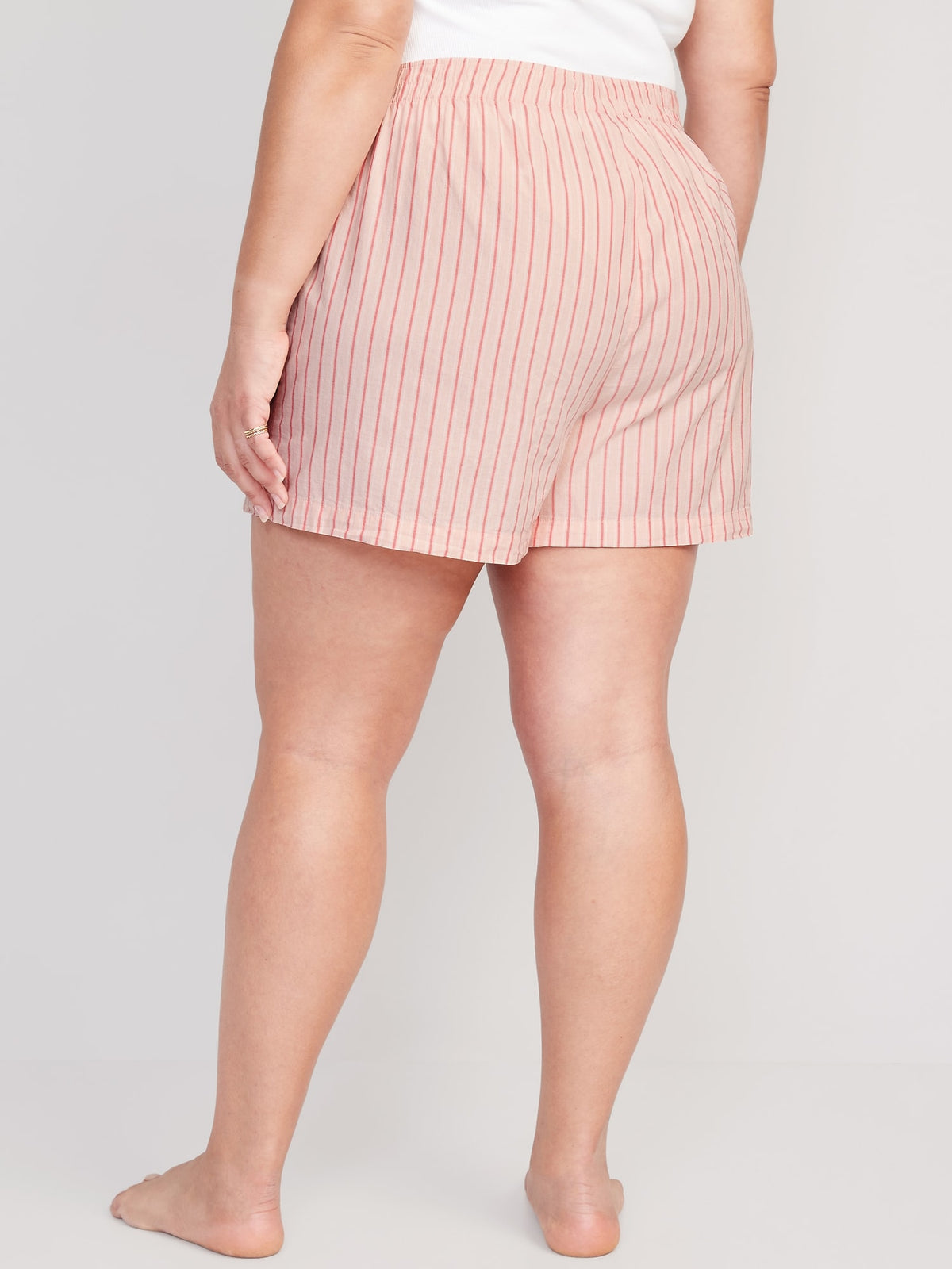 High-Waisted Striped Pajama Boxer Shorts for Women - 3.5-inch inseam