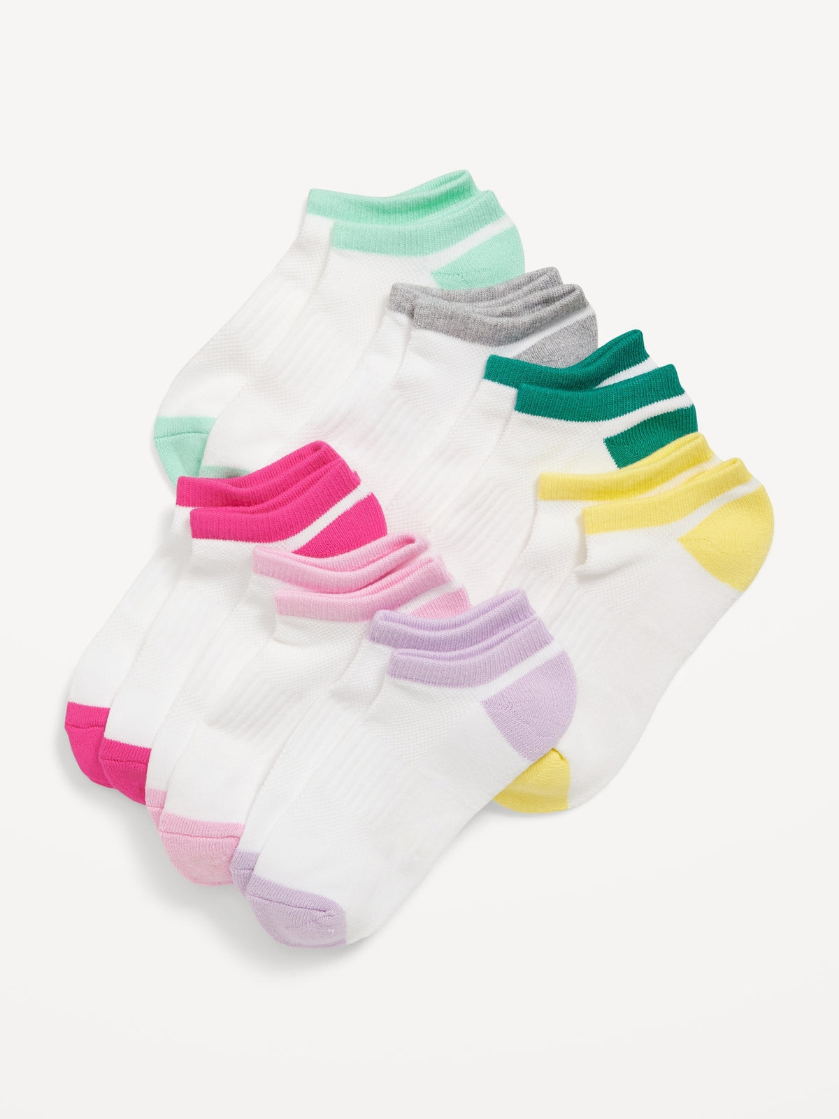 Color-Block Ankle Socks 7-Pack for Girls